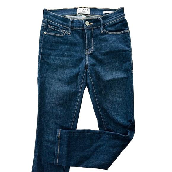 FRAME Denim Le Skinny De Jeanne Size 26 Queens Way Dark Wash 7/8 High Rise - Picture 2 of 8